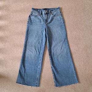 J. Crew Wide Leg Crop Denim Women's Size 26 Blue Jeans Frayed Casual Classic
